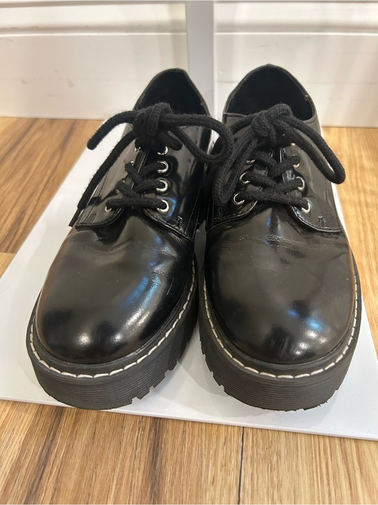a new day Shoes - a new day Black Patent Platform Lace-Up Mules